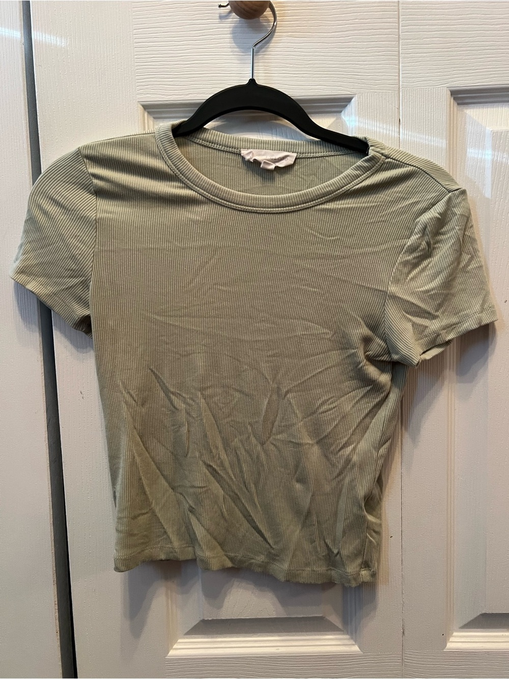 Classic Crewneck Ribbed Tee - Sage Green
